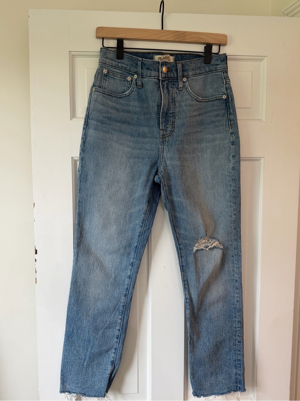 Madewell The Perfect Vintage Crop Women's Light Blue Cropped Ripped Jeans